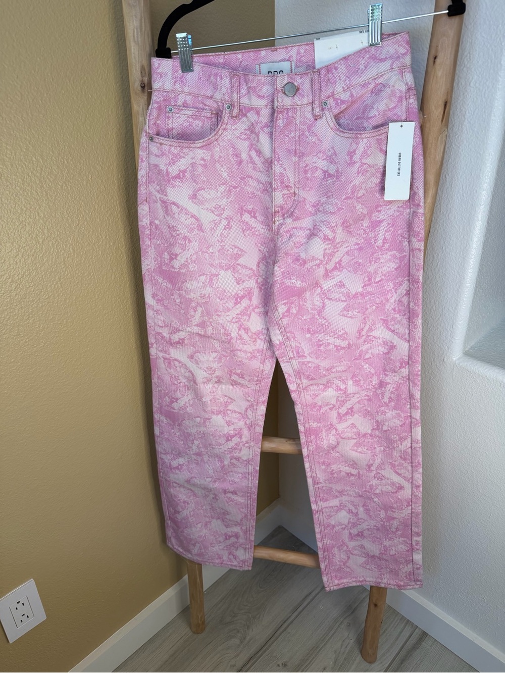 BDG Pink Patterned Straight Leg Jeans